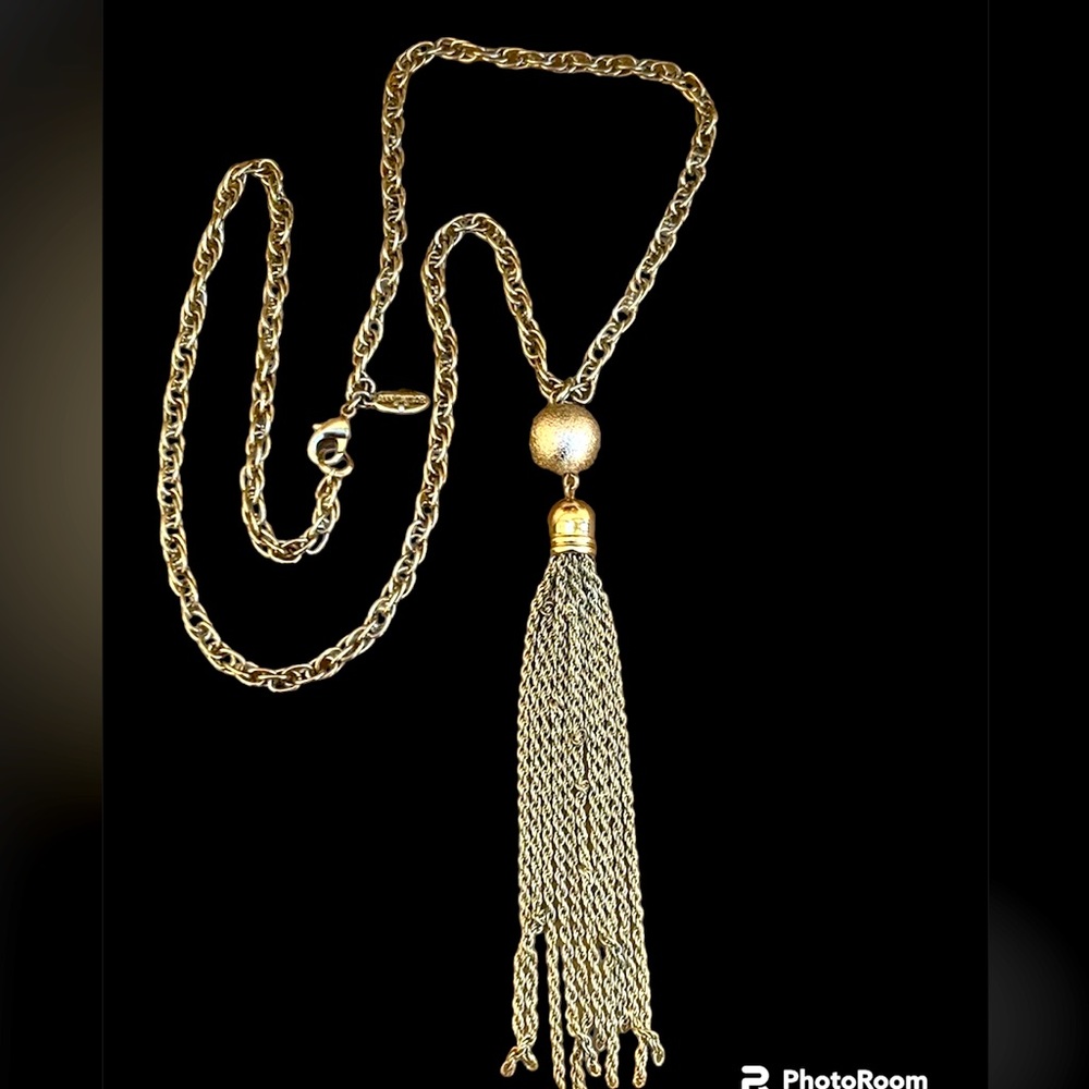 Vintage Ann Taylor gold tone Couture tassel necklace